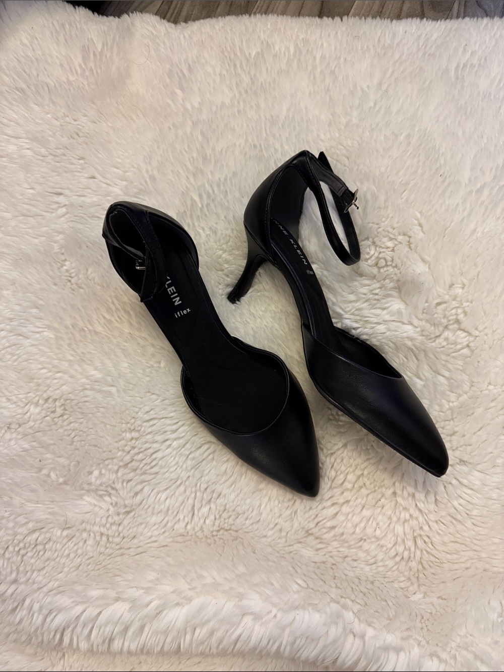 Calvin Klein Black Pointed-Toe Ankle-Strap Pumps